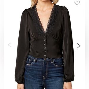 Crop satin lace top - plunging neck